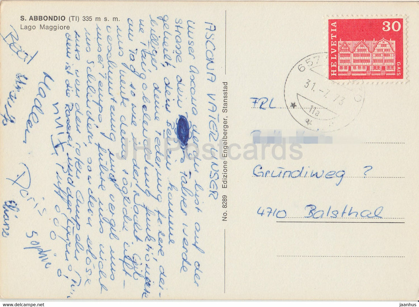 S Abbondio - Lago Maggiore - 8289 - 1973 - Switzerland - used
