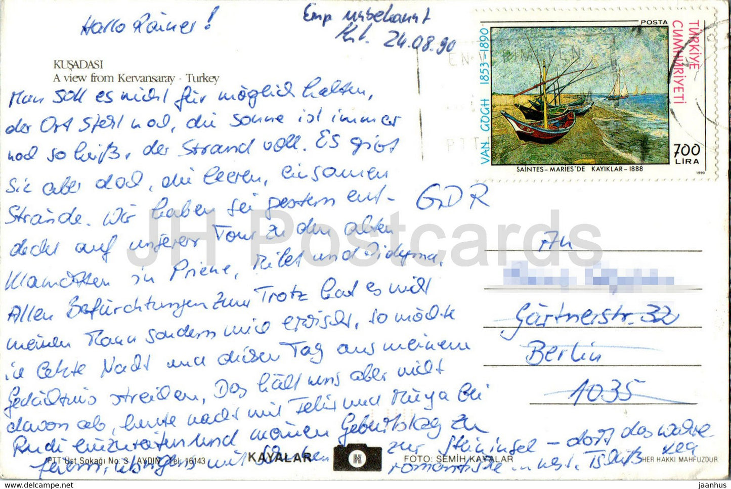 Kusadasi - A view from Kervansaray - 1990 - Turkey - used