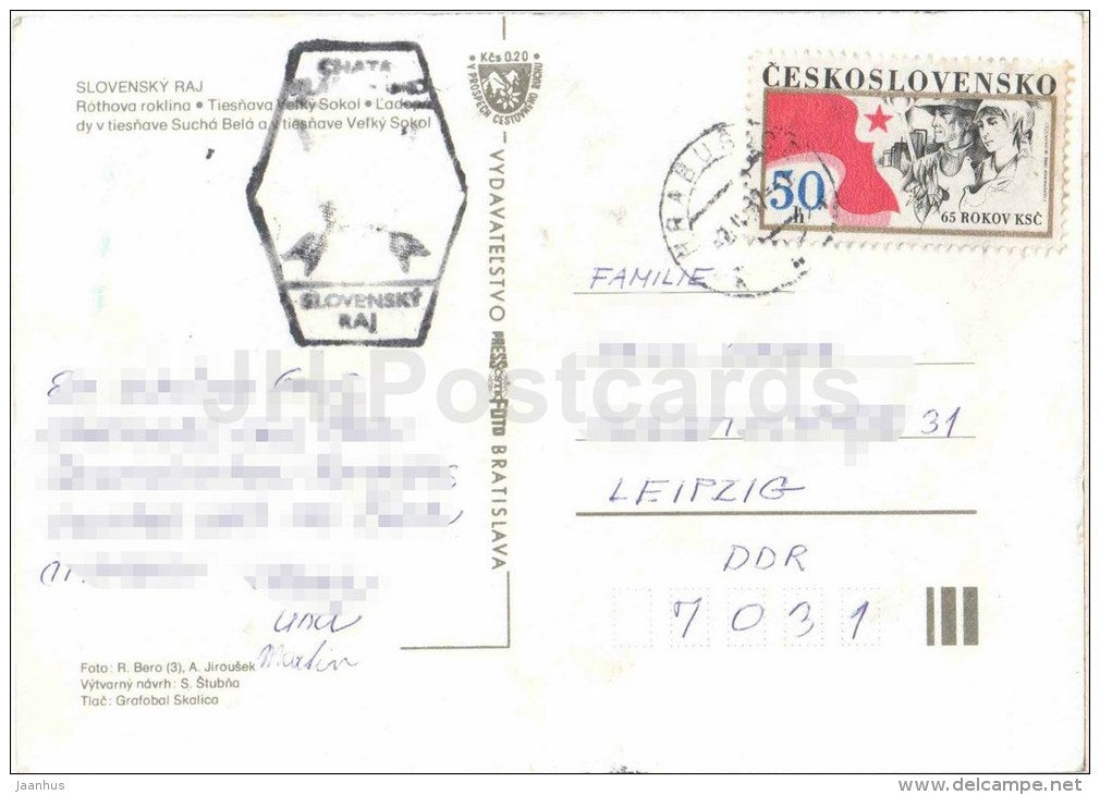 Slovensky Raj - Slovakian paradise - Rothova gorge - Velky Sokol - Czechoslovakia - Slovakia - used 1987 - JH Postcards