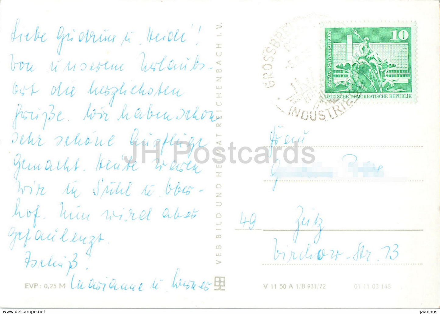 Grossbreitenbach Thur Wald - Grundstal - Gasthaus Wallbrucke - Leutnantsmuhle - Germany DDR - used