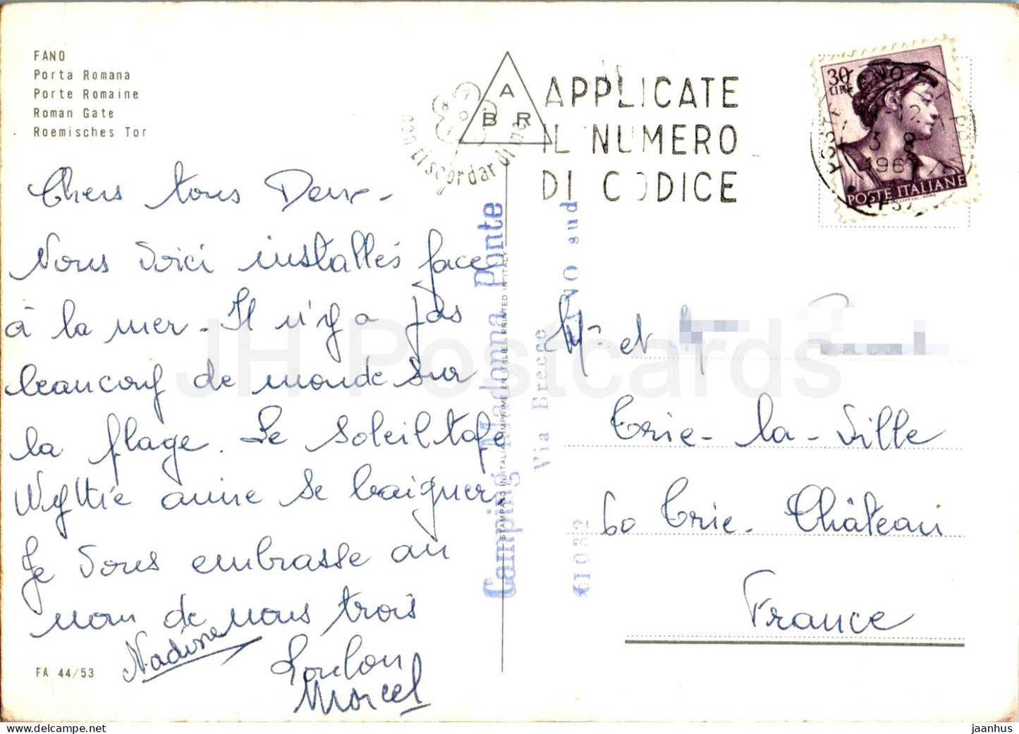 Fano - Porta Romana - Porte romaine - monde antique - 44/53 - 1967 - Italie - utilisé