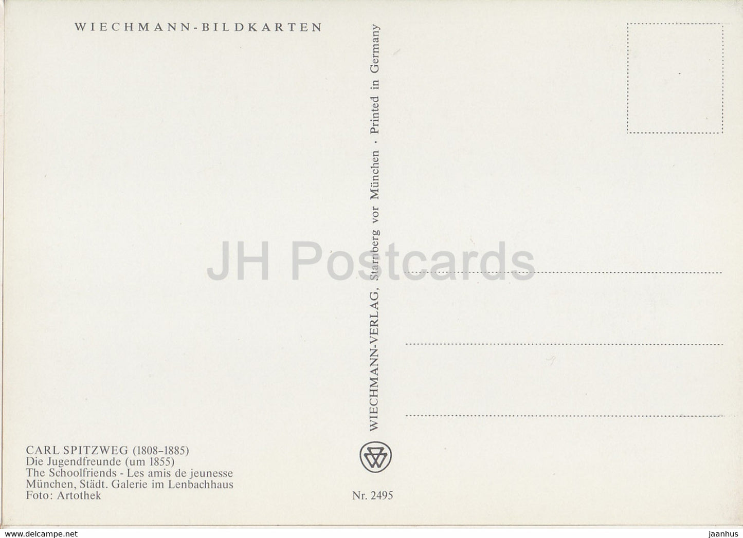 peinture de Carl Spitzweg - Die Jugendfreunde - The Schoolfriends - chien - Art allemand - Allemagne - inutilisé