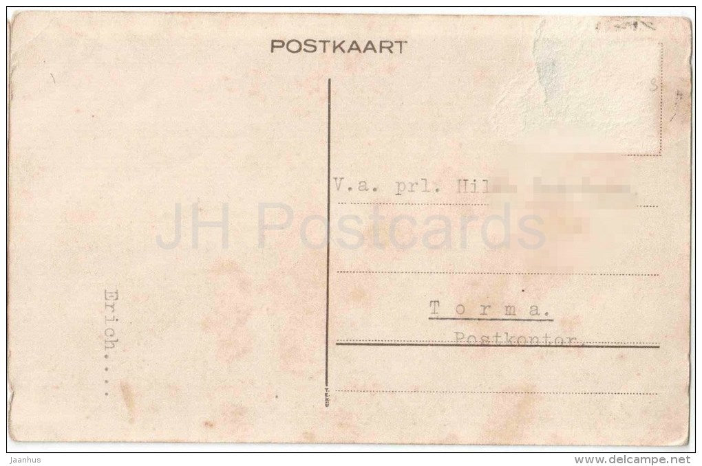 easter greeting card - catkins - circulated in Estonia 1930s - JH Postcards