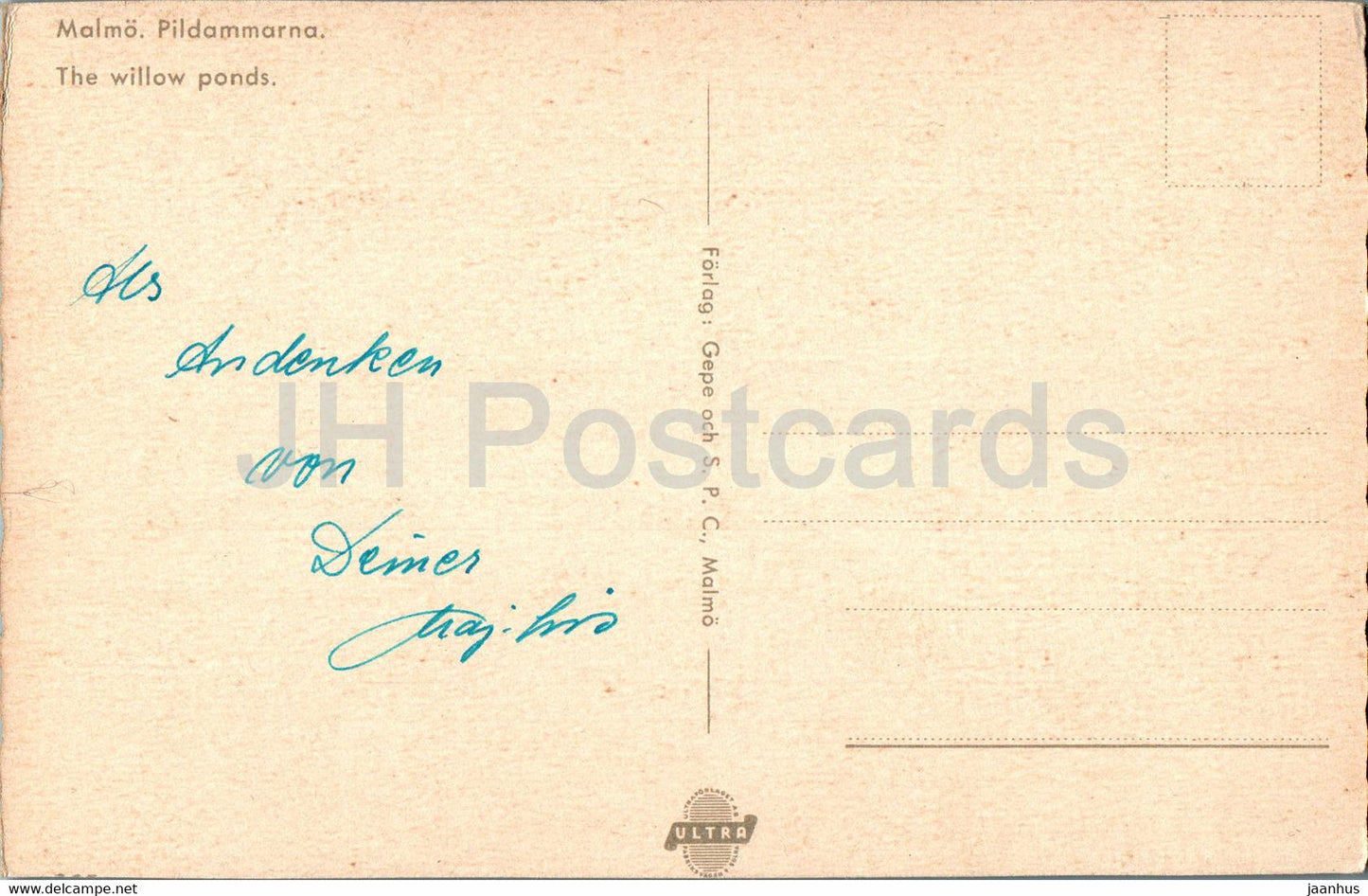 Malmo - The Willow Ponds - old postcard - Sweden - used