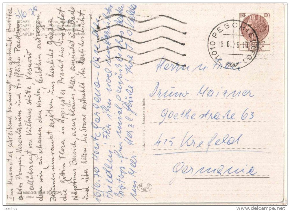 Foro , Portico Occidentale - Forum , Western Porch - ruins - Pompei - Campania - 23095 - Italia - Italy - used - JH Postcards