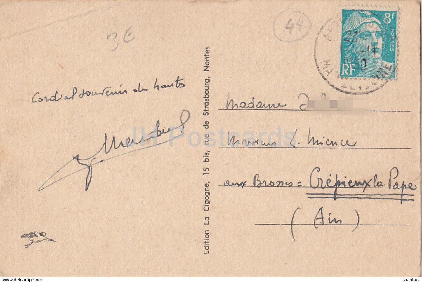 Nantes - Square de la Petite Hollande - Le Palais de la Bourse - 377 - alte Postkarte - 1950 - Frankreich - gebraucht