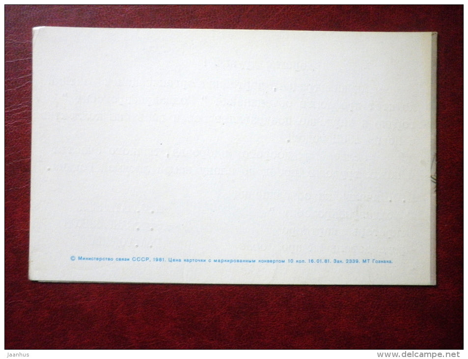 New Year Greeting card - decorations - wreath - 1981 - Russia USSR - used - JH Postcards