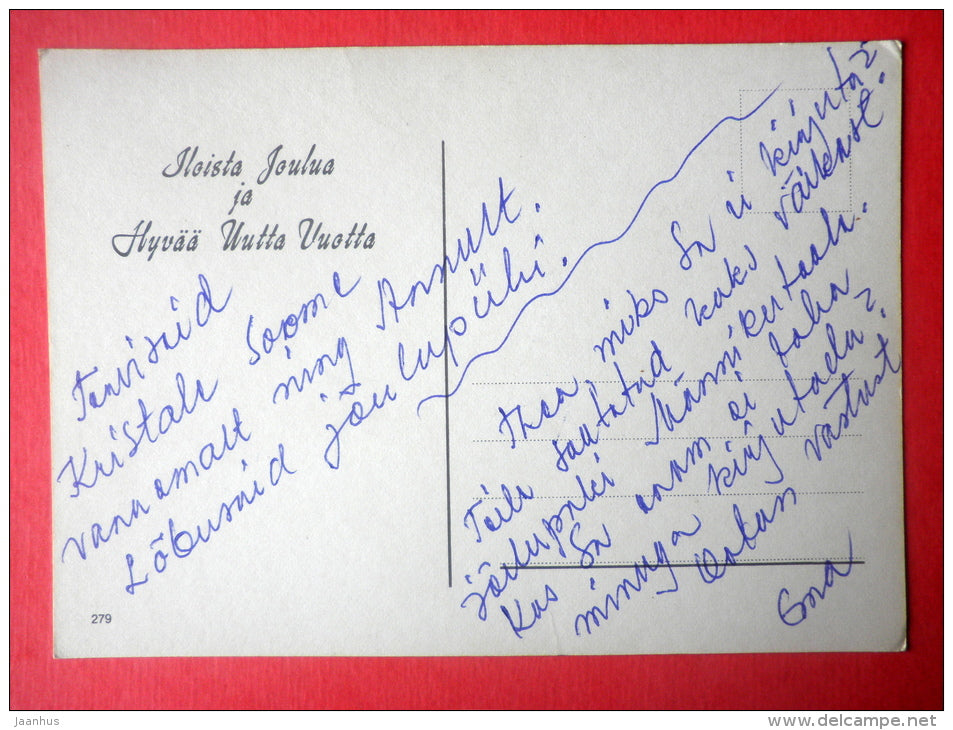 Christmas Greeting Card - dwarf - gifts - candle - 279 - Finland - circulated in Finland - JH Postcards