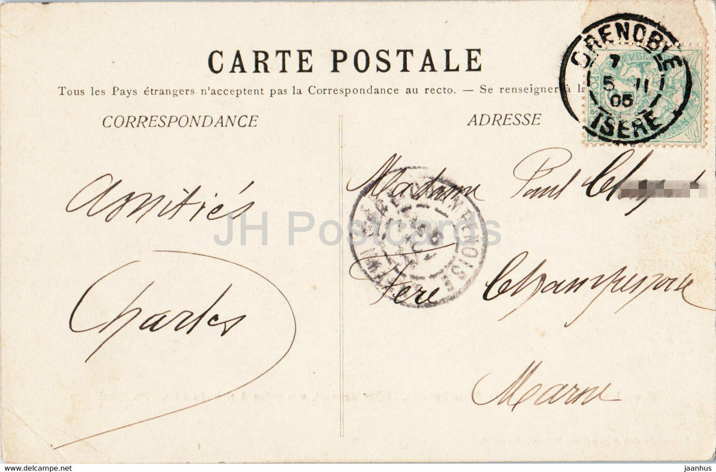 Grenoble - Les Quais et le Moucherotte - Effet de nuit - vue prise - old postcard - 1905 - France - used