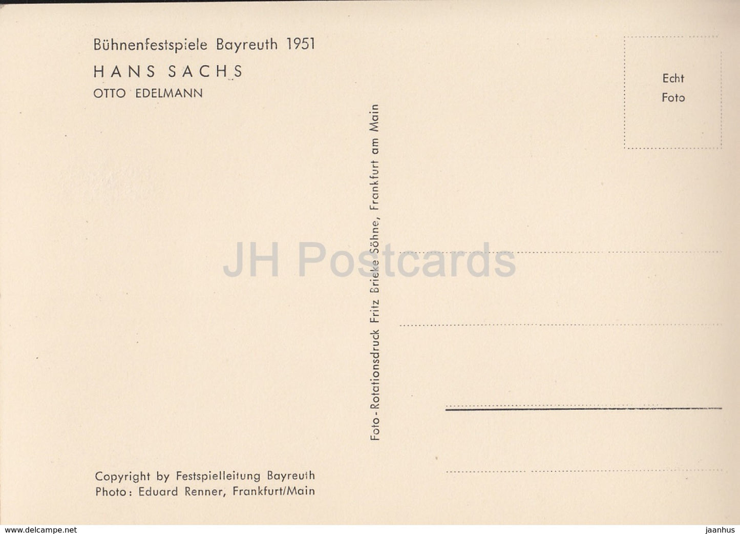 Bayreuther Festspiele 1951 - Hans Sachs - Otto Edelmann - Allemagne - inutilisé