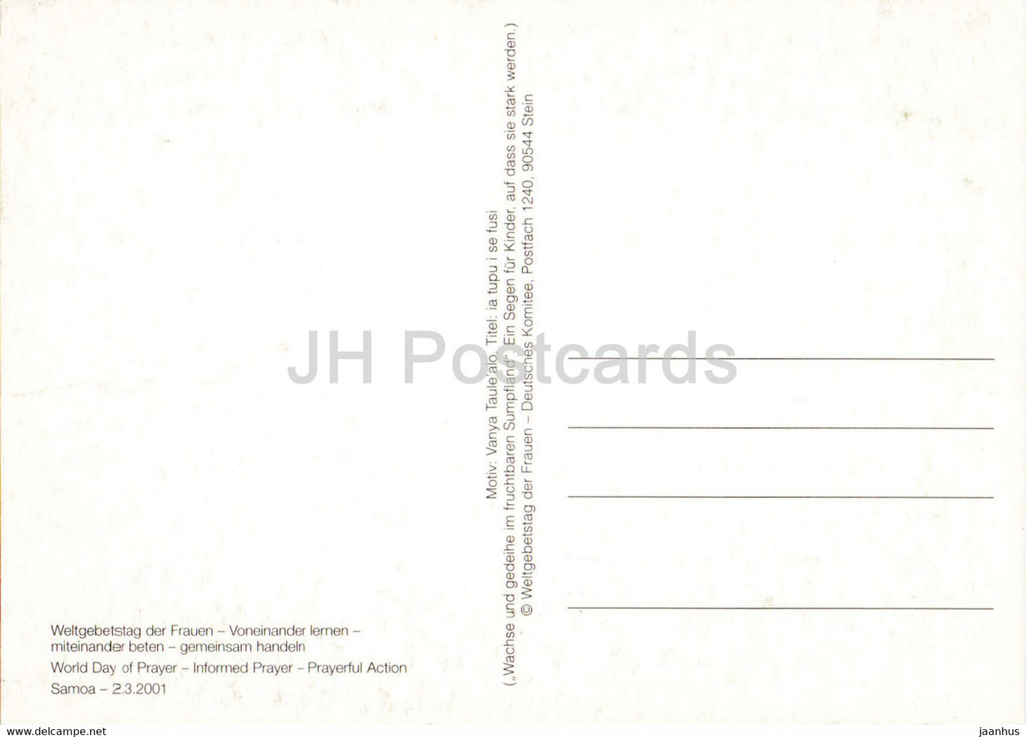 Weltgebetstag der Frauen - World Day of Prayer - art - Germany - unused