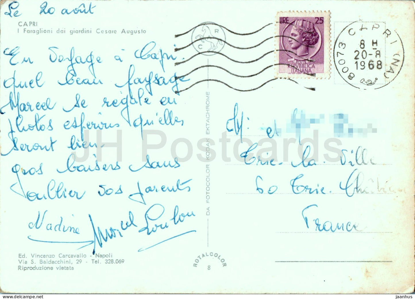 Capri - I Faraglioni dai giardini Cesare Augusto - 8 - 1968 - Italie - utilisé