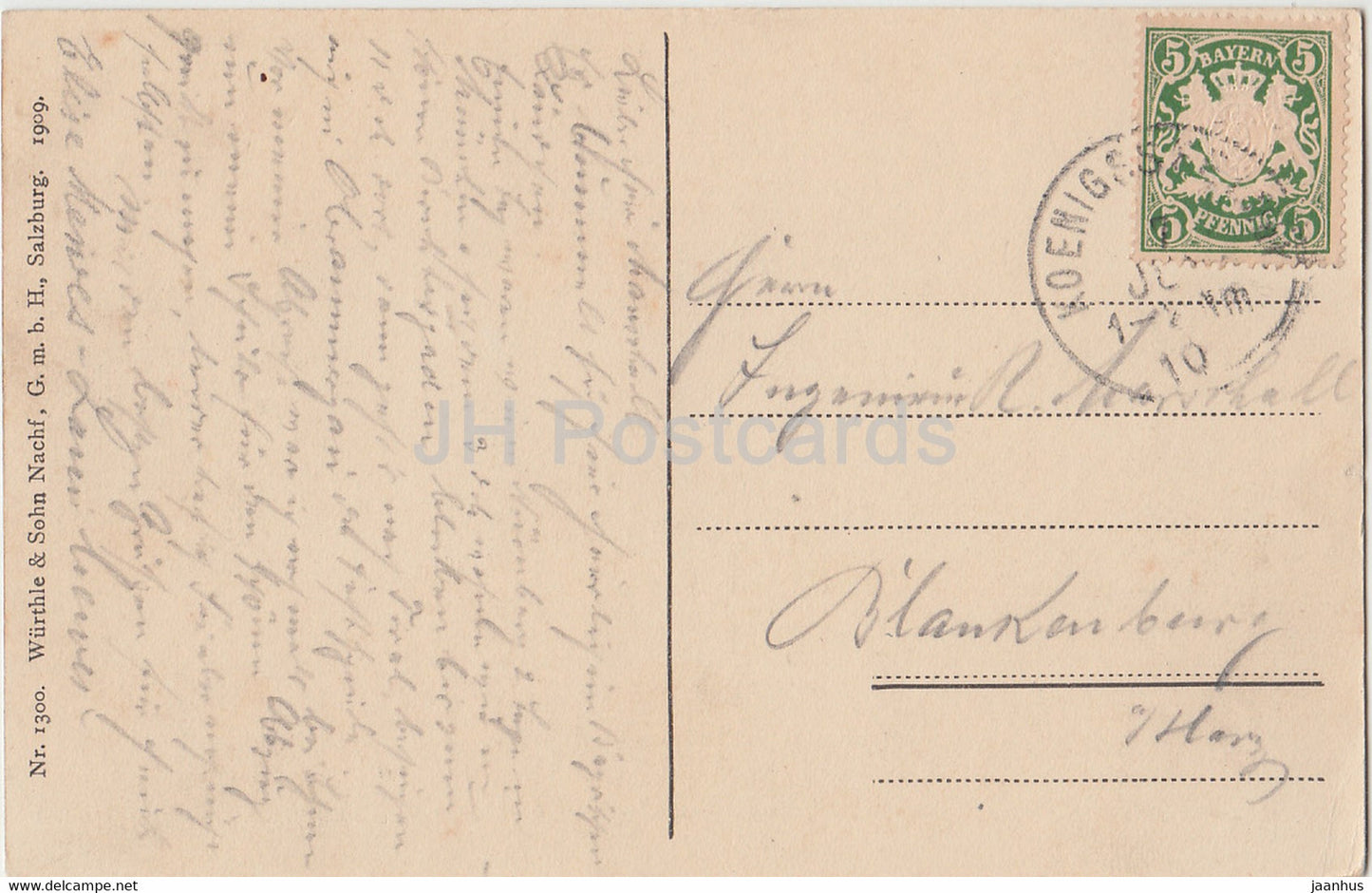 Berchtesgaden gg d Watzmann - 1300 - old postcard - 1909 - Germany - used