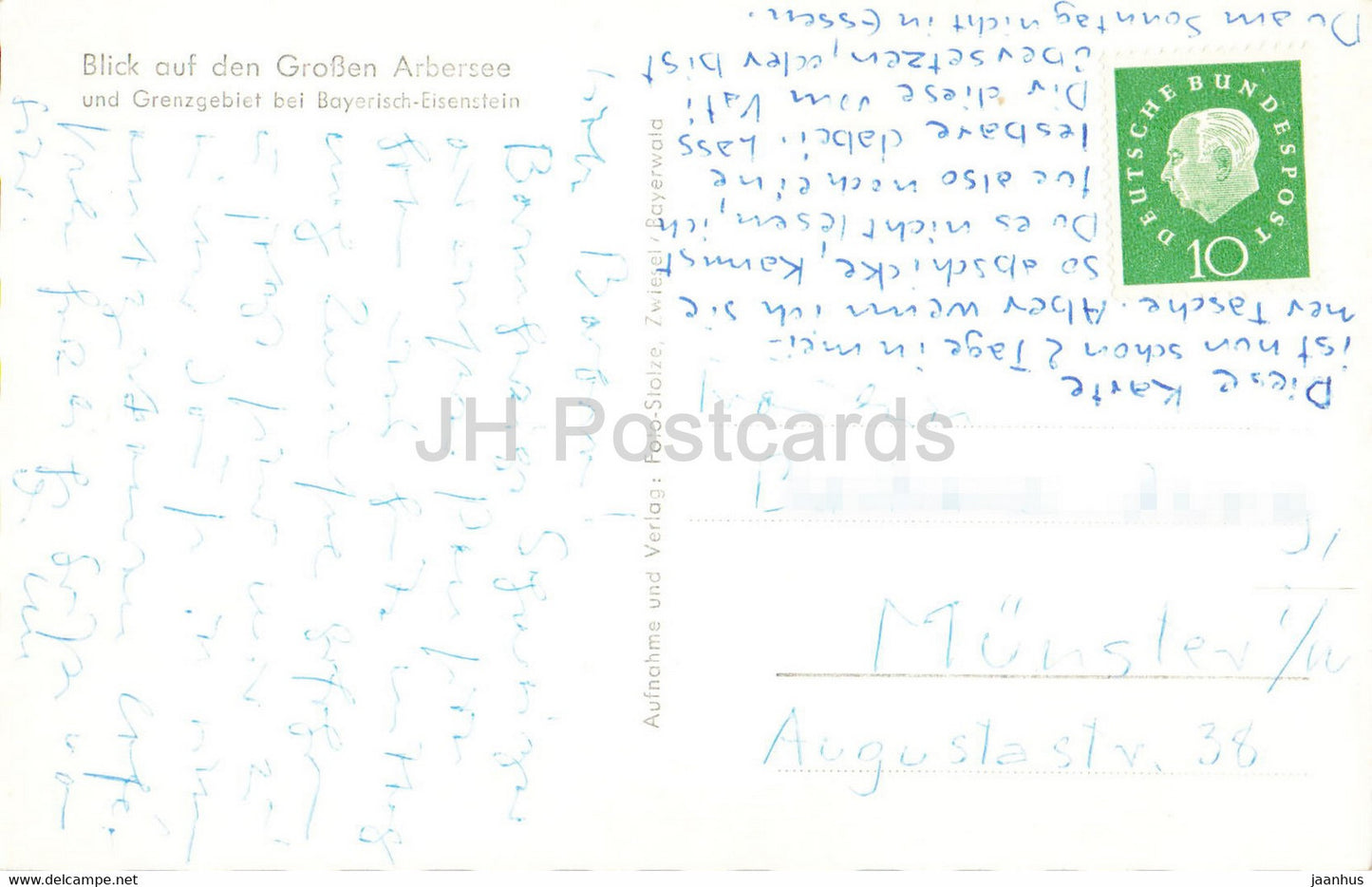 Blick auf den Grossen Arbersee und Grenzgebiet bei Bayerisch Eisenstein - carte postale ancienne - Allemagne - utilisé