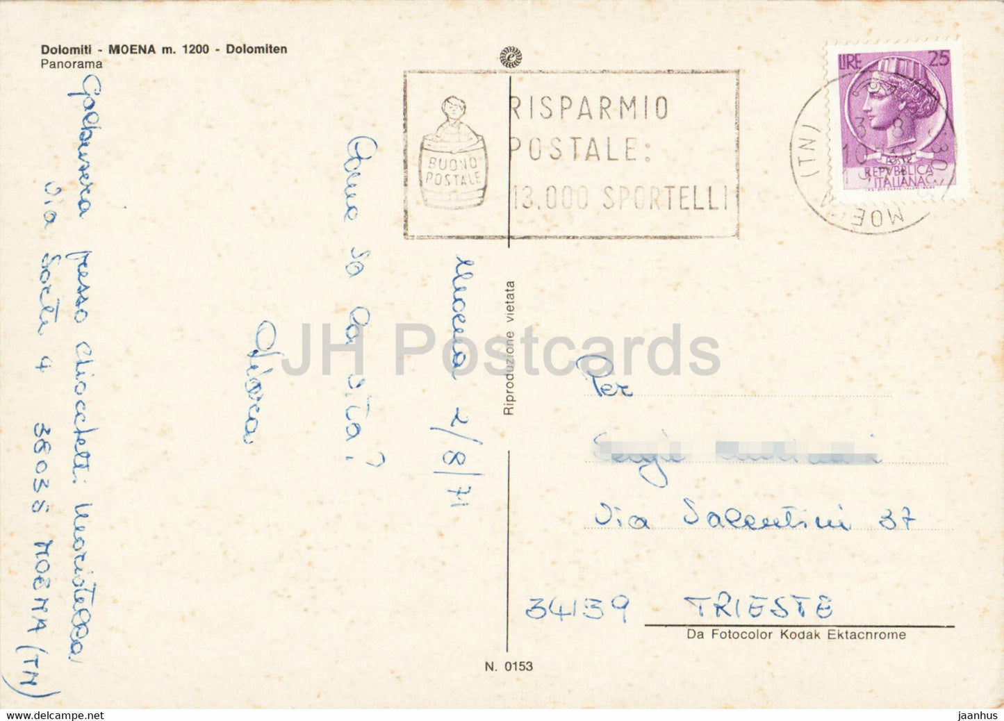 Moena - Dolomiti - Panorama - 1971 - Italy - used