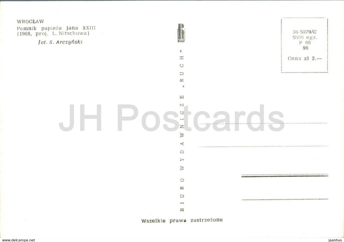 Breslau - Pomnik papieza Jana XXIII - Denkmal für Papst Johannes XXIII. - Polen - unbenutzt