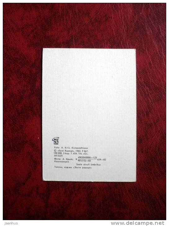 composition - roses - flowers - mini card - 1983 - Estonia - USSR - unused - JH Postcards