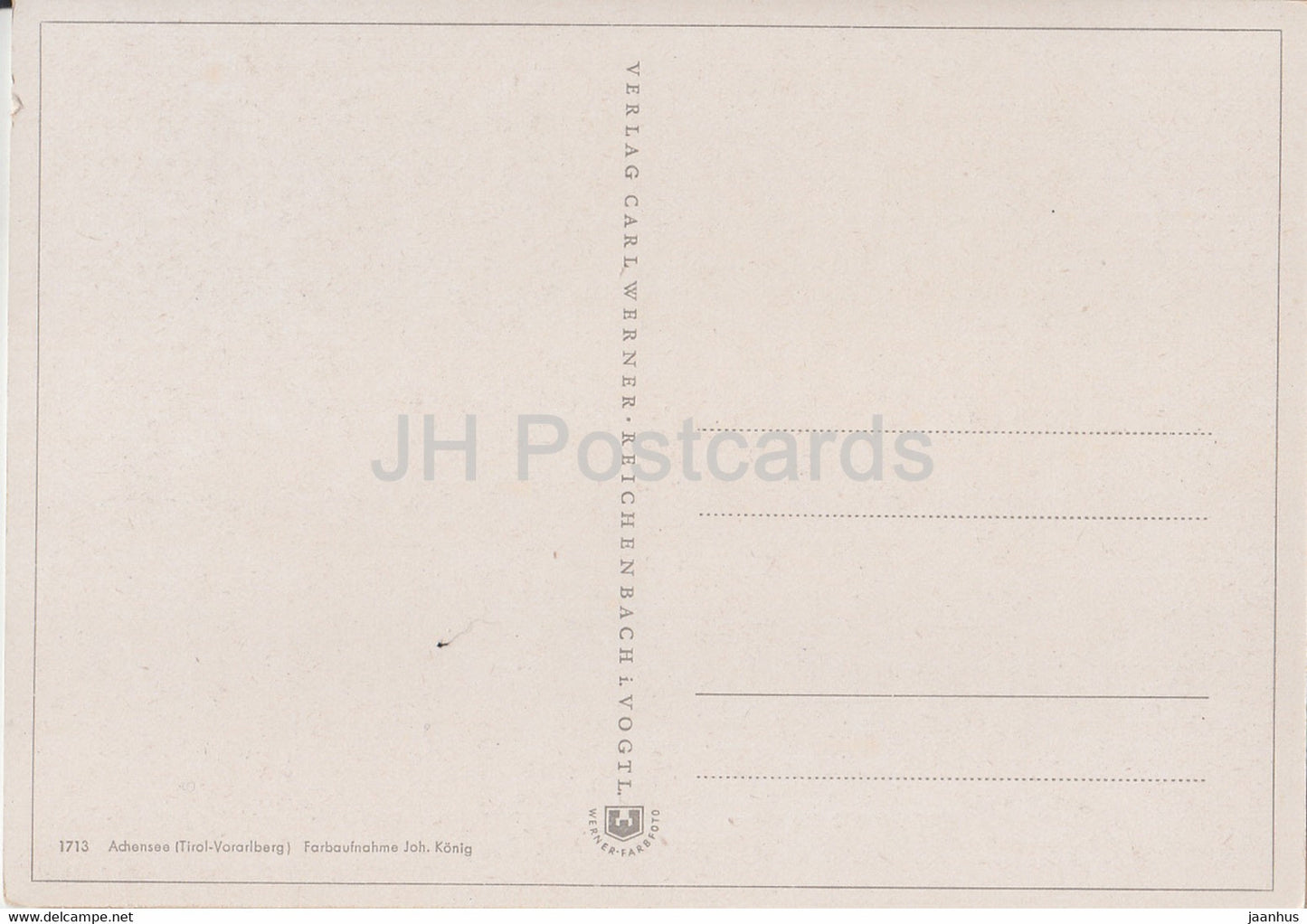 Achensee - Tirol Vorarlberg - 1713 - Autriche - inutilisé