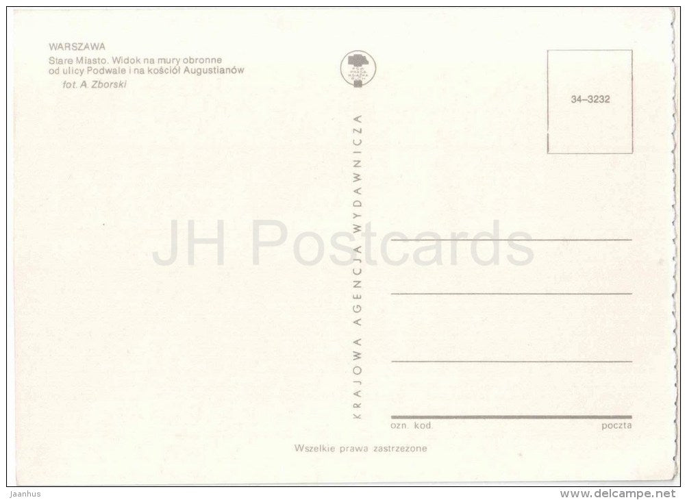 view of the ramparts of Podwale and Augustinian church - old town - Warszawa - 34-3232 - Poland - unused - JH Postcards