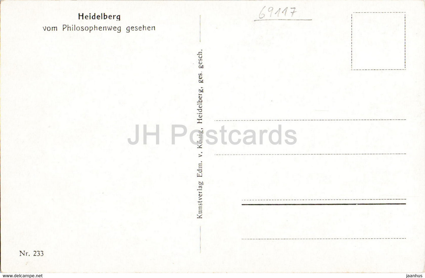 Heidelberg vom Philosophenweg gesehen - old postcard - Germany - unused