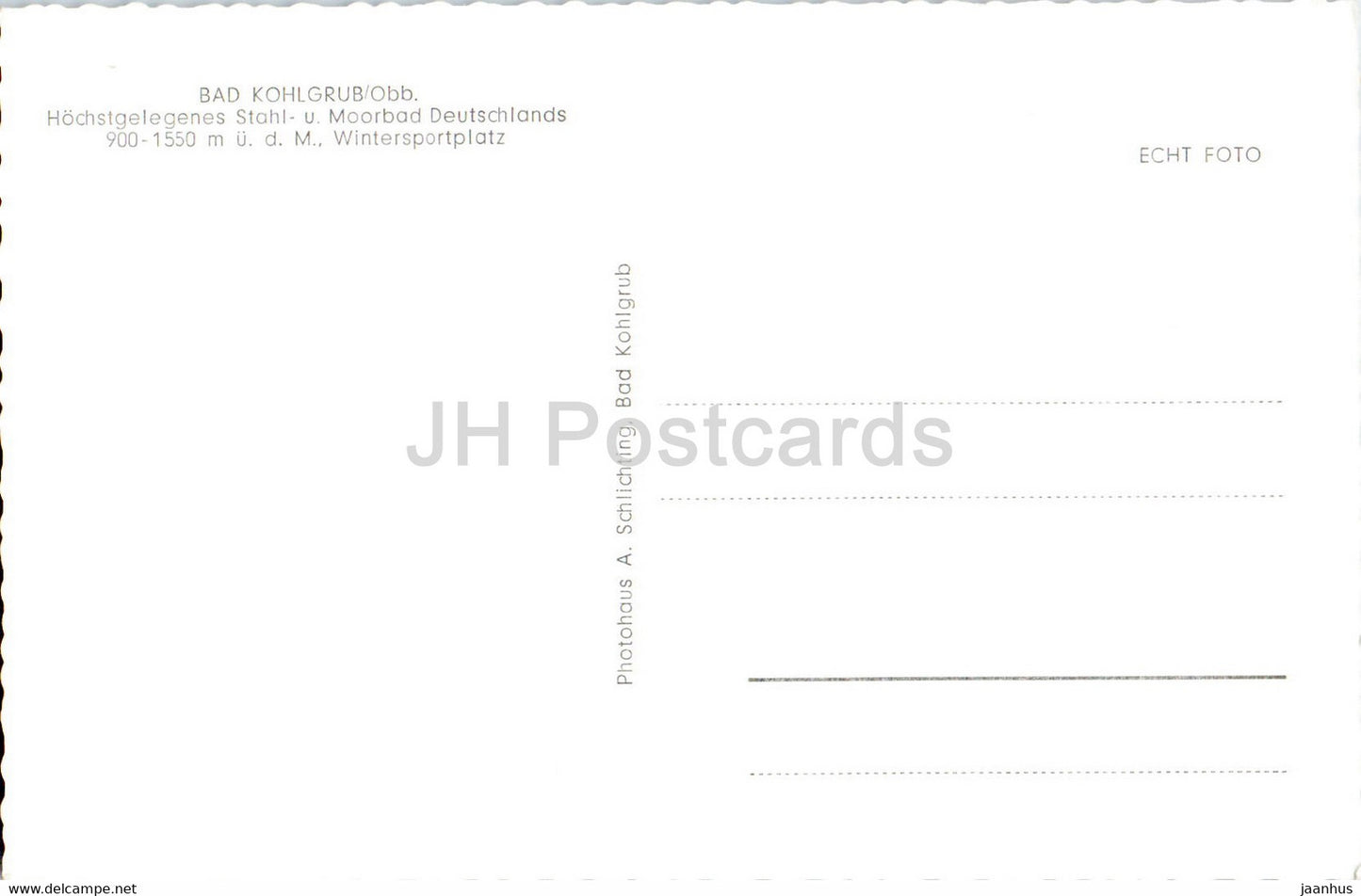 Bad Kohlgrub - Wintersportplatz - Teufelstattkopf - Laubeneck - Hennenkopf - old postcard - Germany - unused