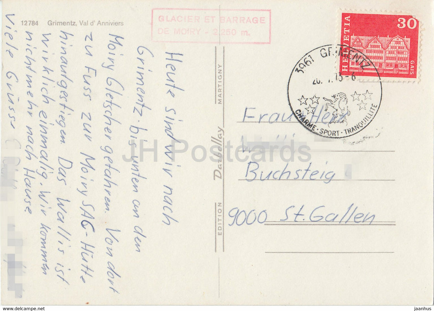 Grimentz - Val d'Anniviers - 12784 - 1973 - Suisse - occasion