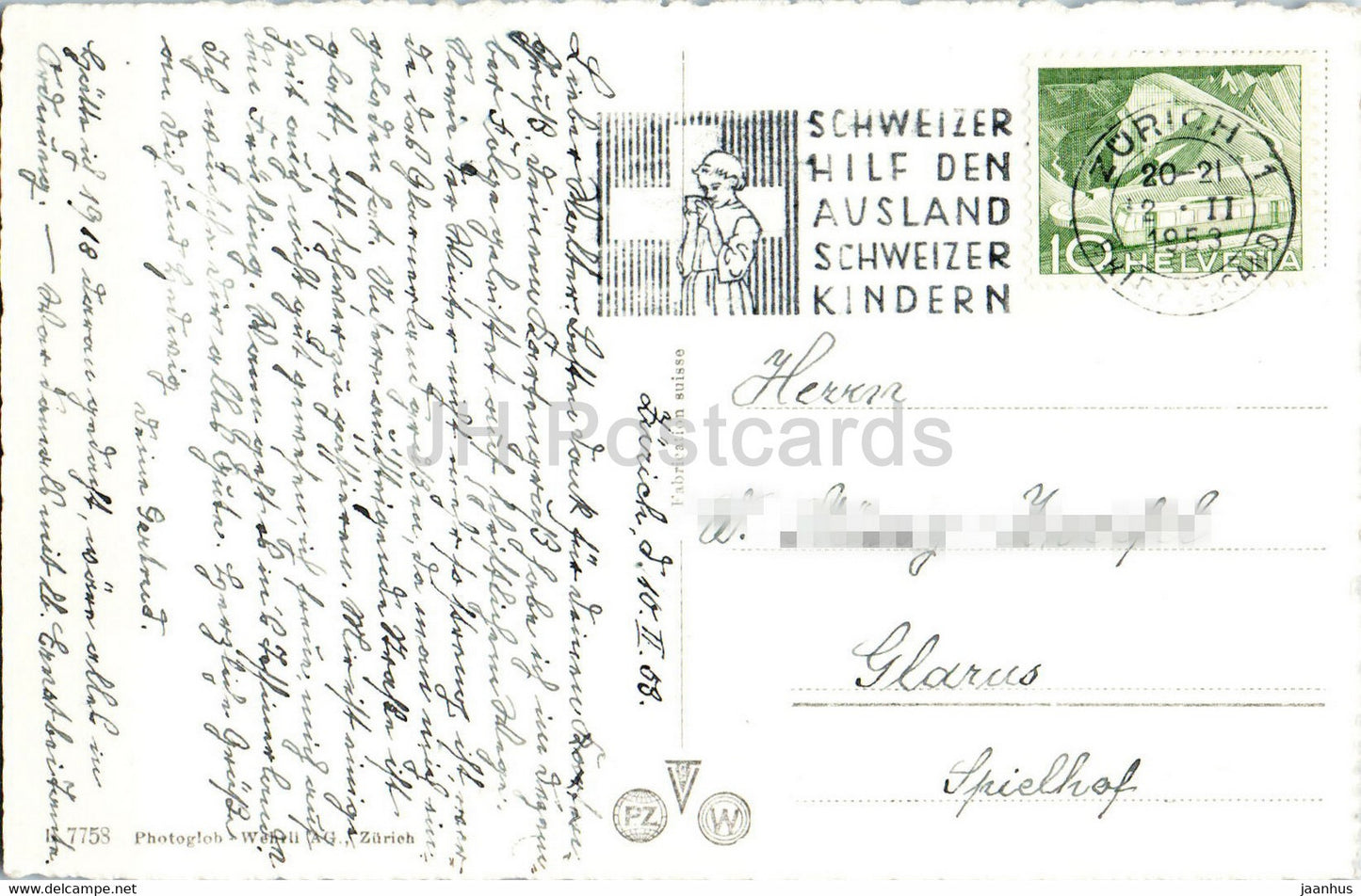 Zurich und die Alpen - 7758 - old postcard - 1953 - Switzerland - used