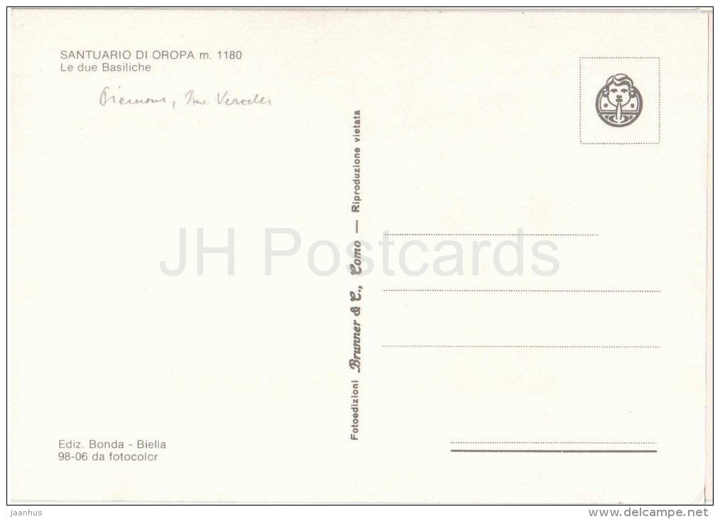 Le Due Basiliche - Santuario di Oropa m. 1180 - Biella - Piemonte - Italia - Italy - unused - JH Postcards
