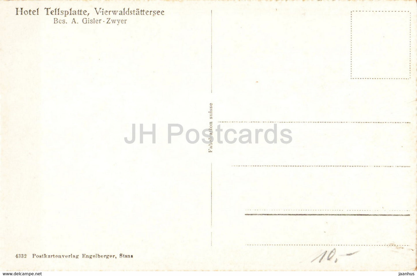 Hôtel Tellsplatte - Vierwaldstattersee - 4332 - carte postale ancienne - Suisse - inutilisée