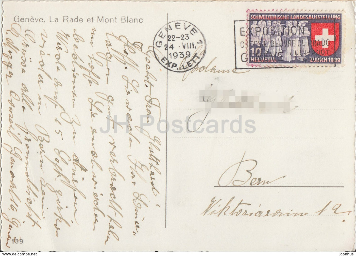 Geneva - Geneve - La Rade et Mont Blanc - ship - steamer - 1939 - Switzerland - used