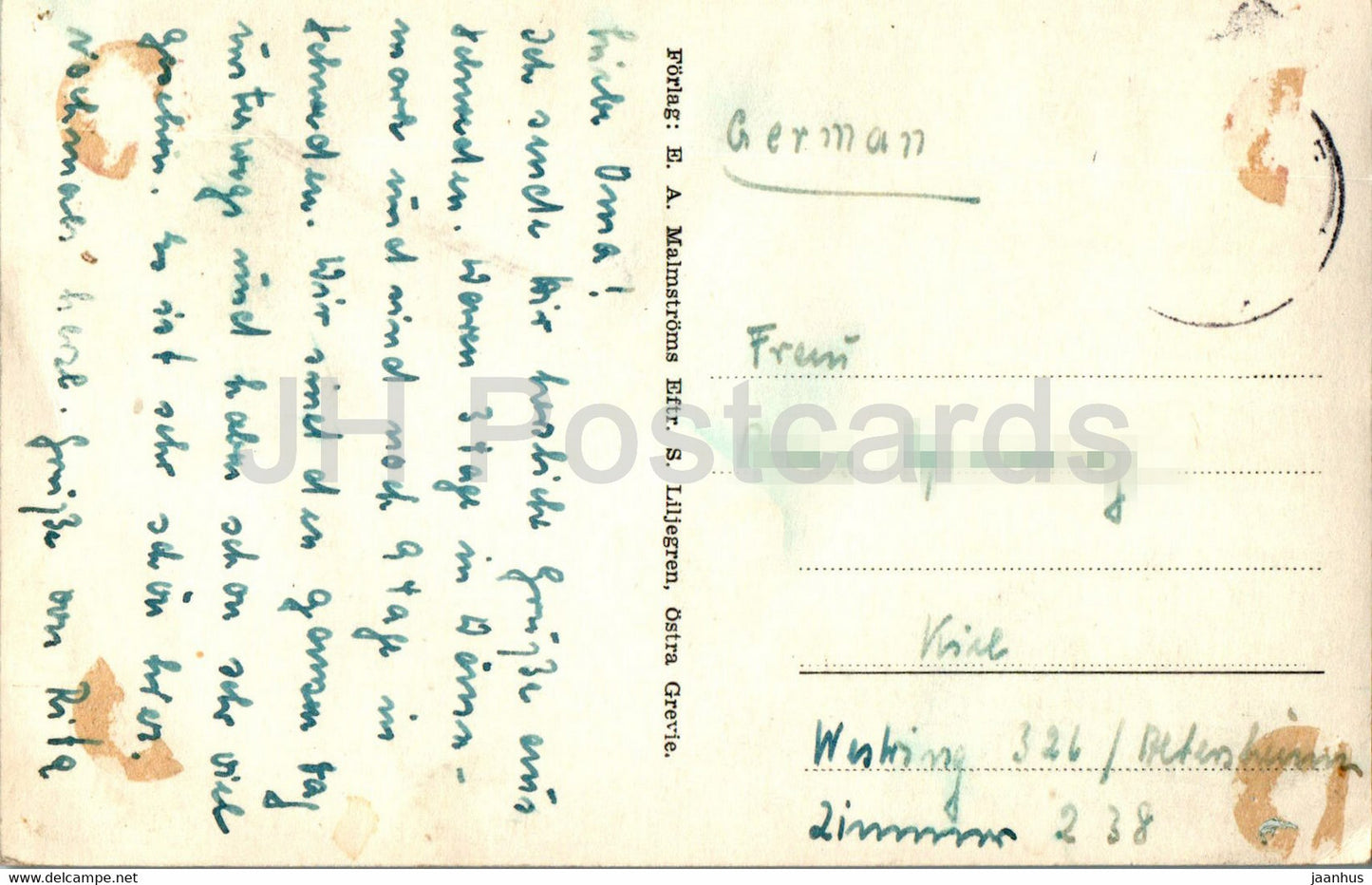 Ostra Grevie kyrka - Kirche - alte Postkarte - Schweden - gebraucht