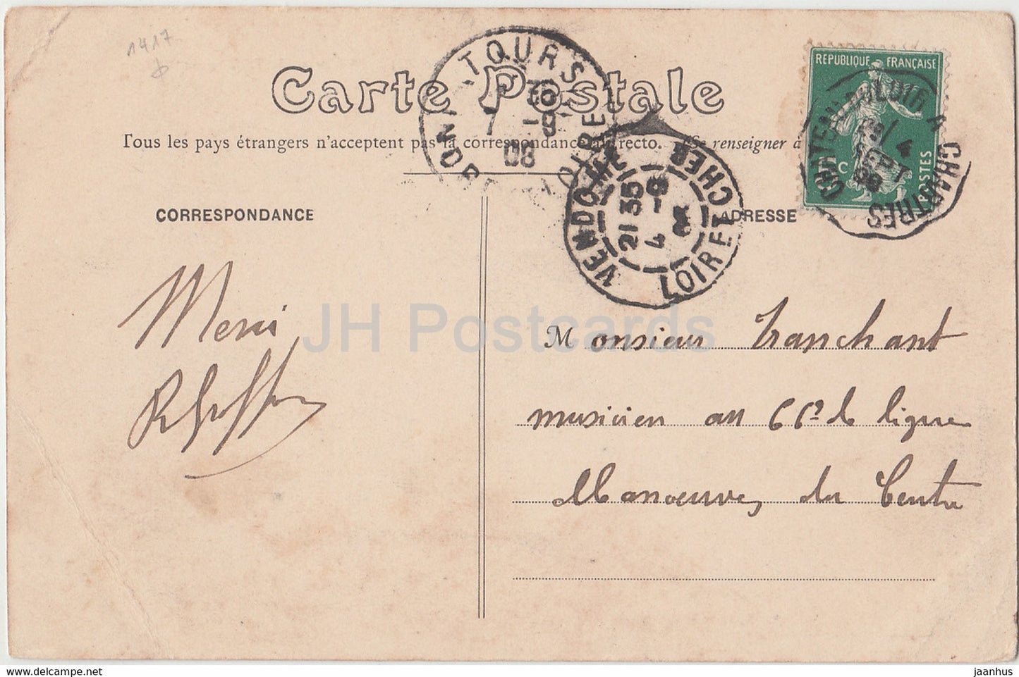 Courtalain - Vue prise du Theatre du Chateau - old postcard - 1908 - France - used