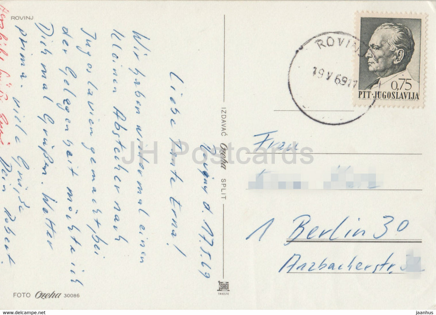 Rovinj - vue - voiture - 1969 - Yougoslavie - Croatie - occasion