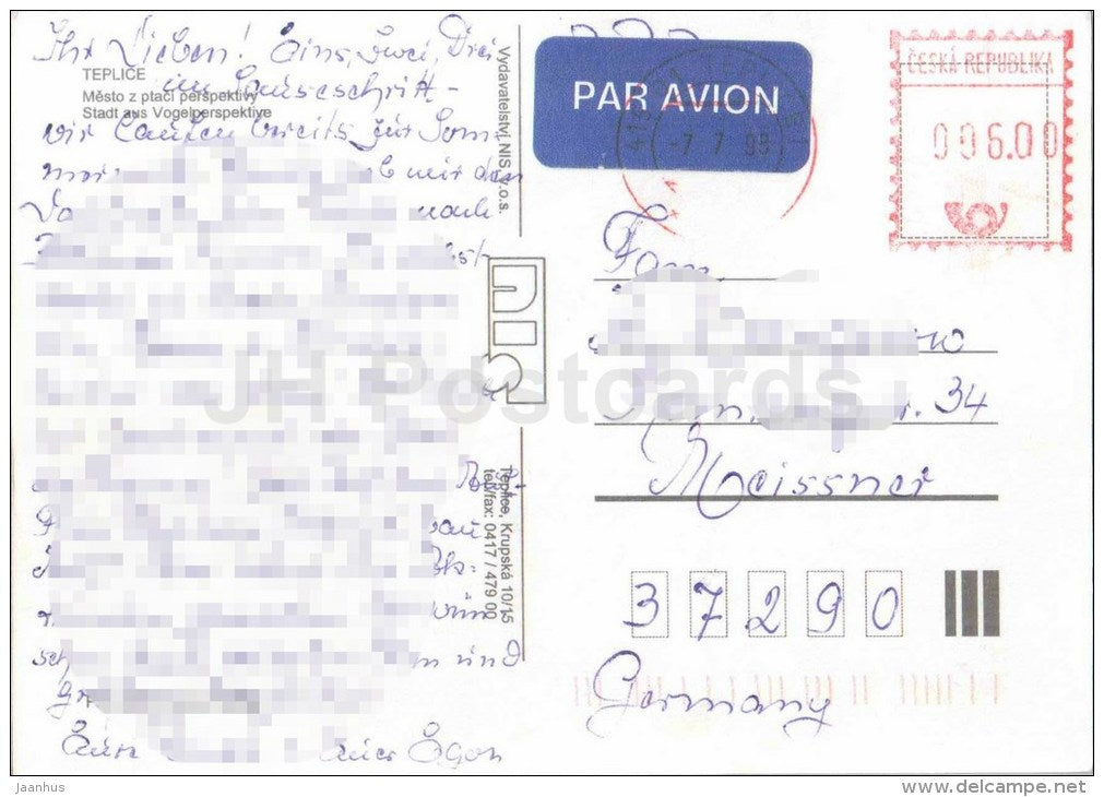 bird's eye view of the city - Teplice - Czech - used - JH Postcards