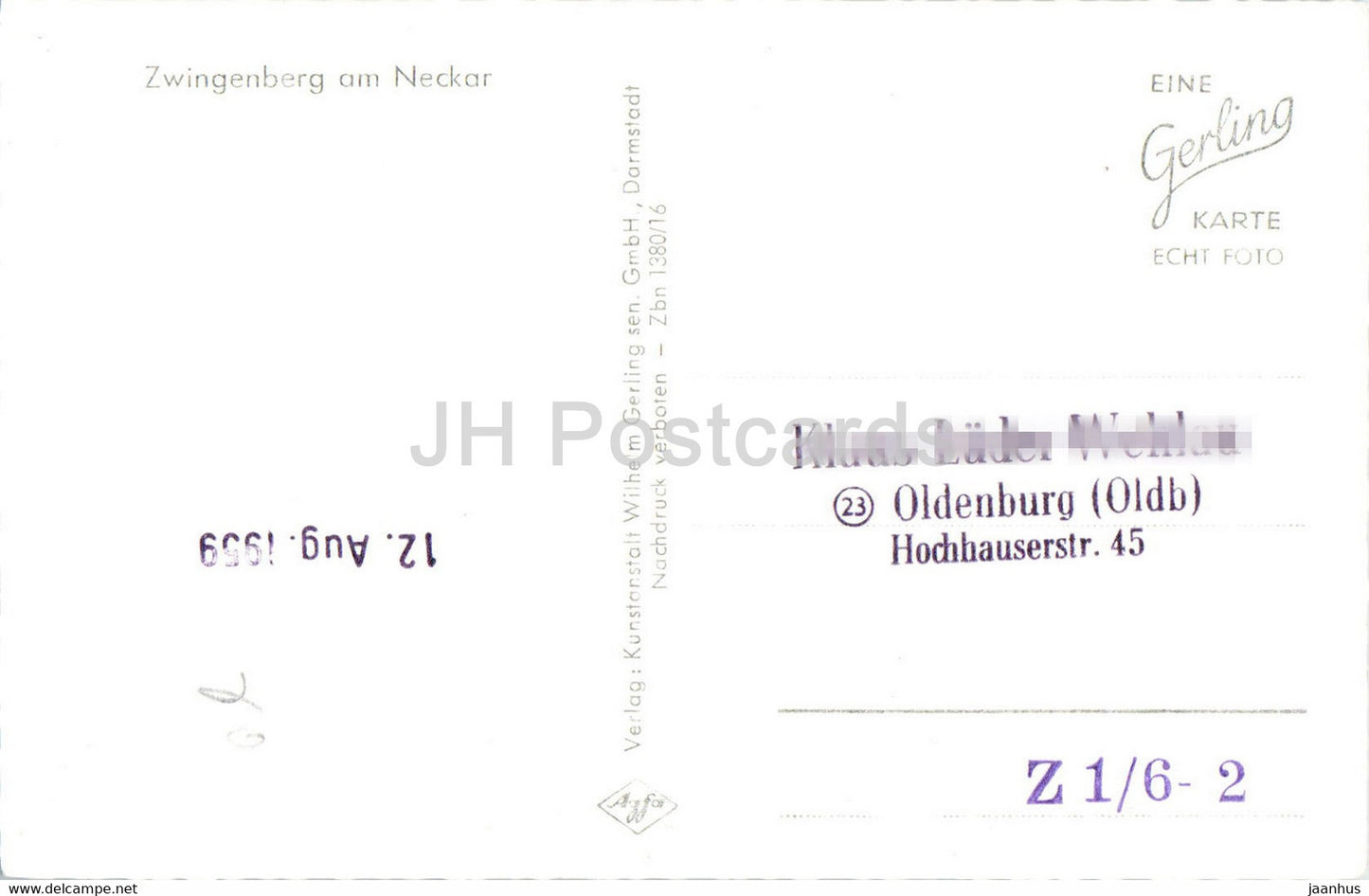 Zwingenberg am Neckar - old postcard - 1959 - Germany - used