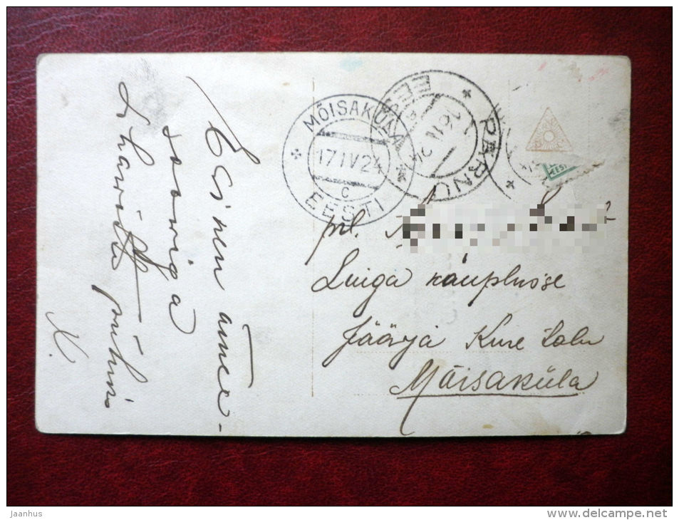 Easter Greeting Card - girl - chicken - eggs - TECO - circulated in Estonia 1924 , Pärnu , Mõisaküla - France - used - JH Postcards