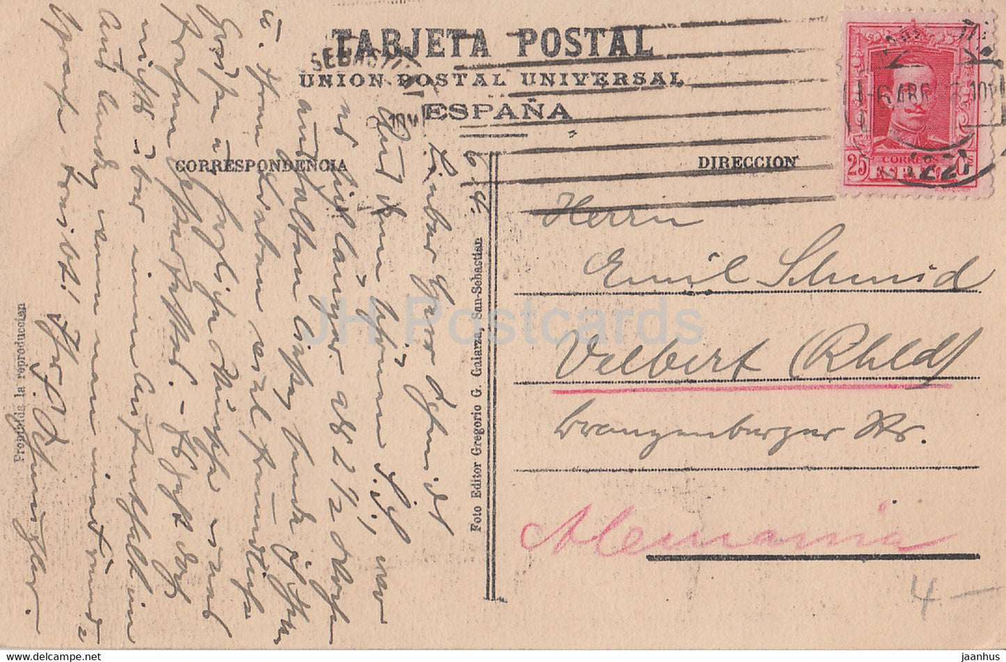 San Sebastian - Fronton de Jai Alai - 97 - old postcard - Spain - used