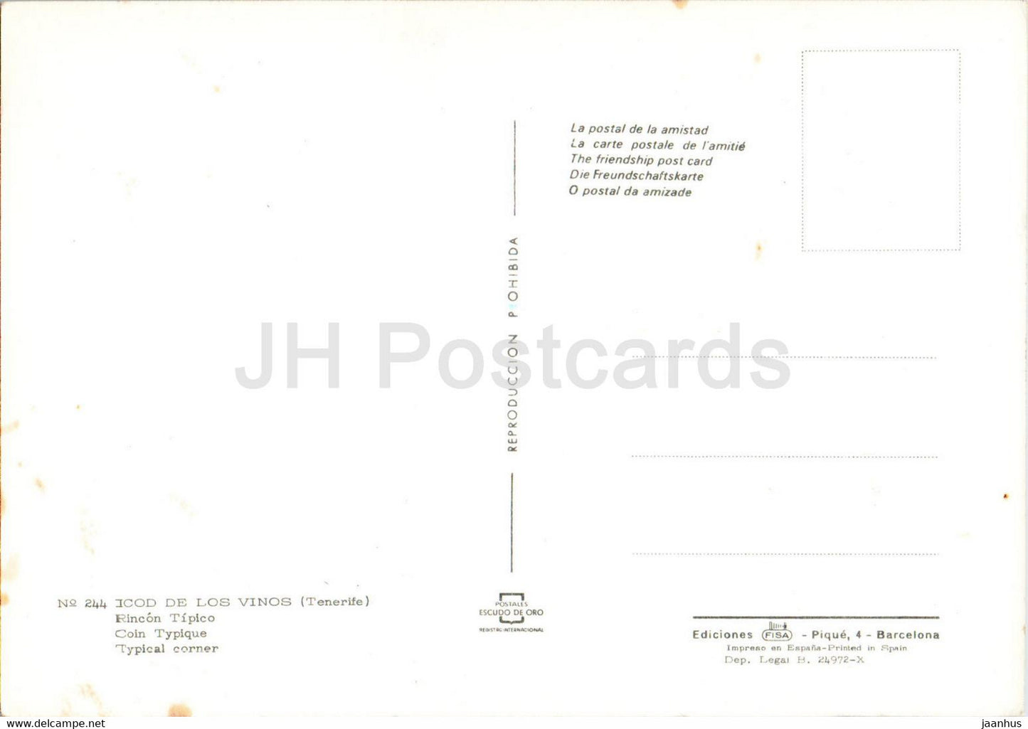 Icod de los Vinos - Rincon Tipico - Coin typique - Tenerife - 244 - Espagne - inutilisé
