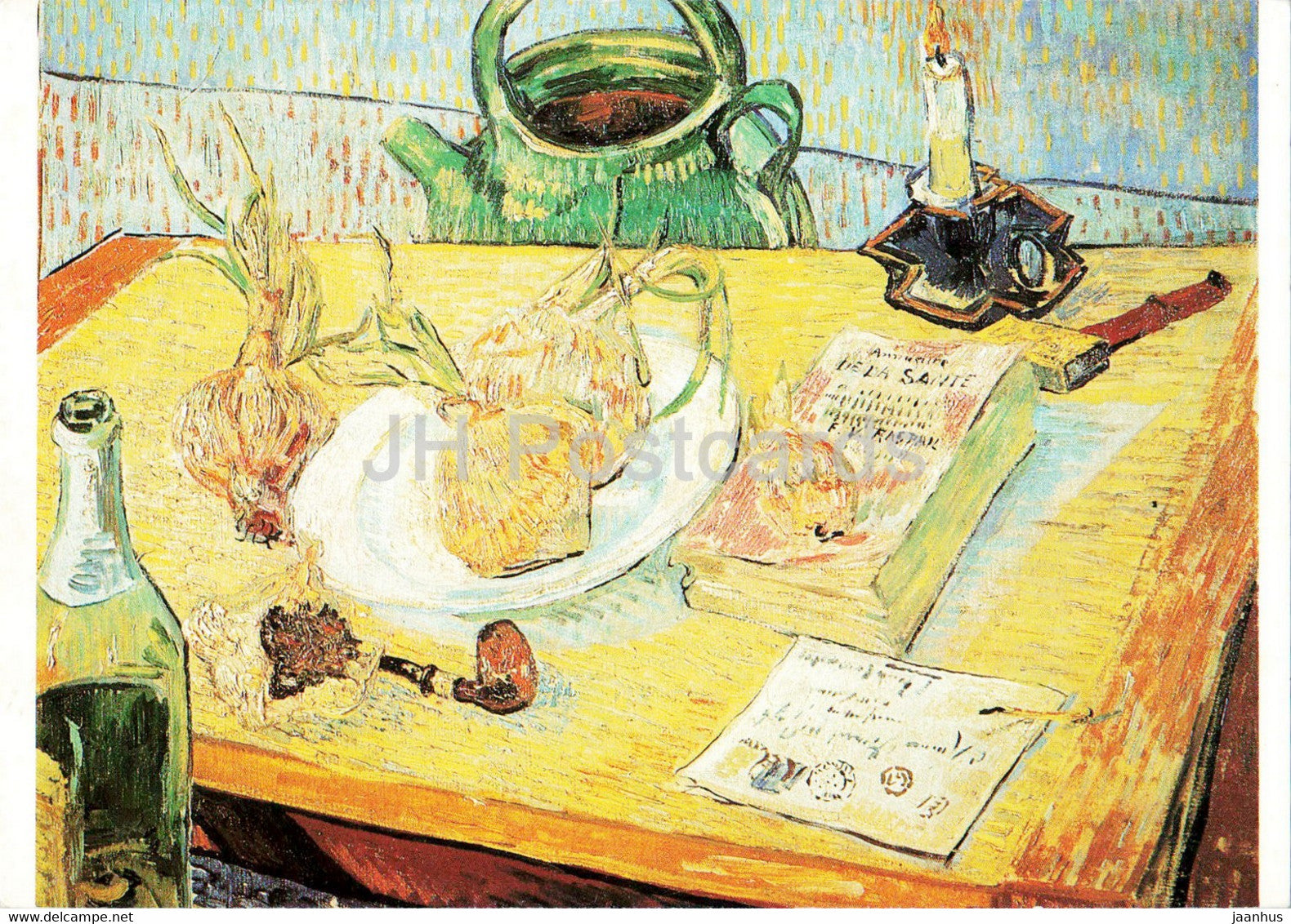 painting by Vincent van Gogh - Still Life with drawing board onions - Dutch art - 1990 - Germany - used - JH Postcards