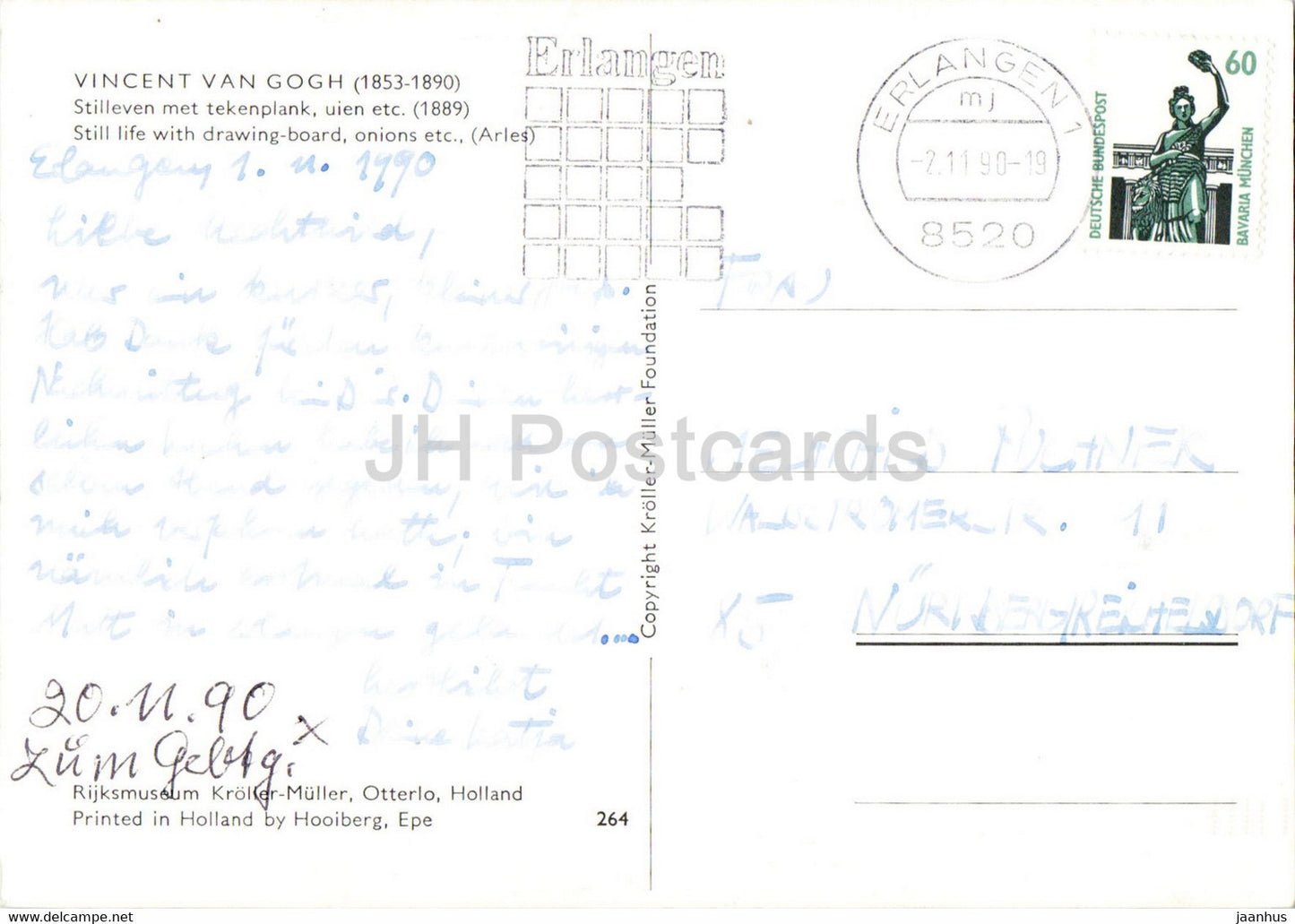 peinture de Vincent van Gogh - Nature morte avec des oignons sur une planche à dessin - Art néerlandais - 1990 - Allemagne - utilisé