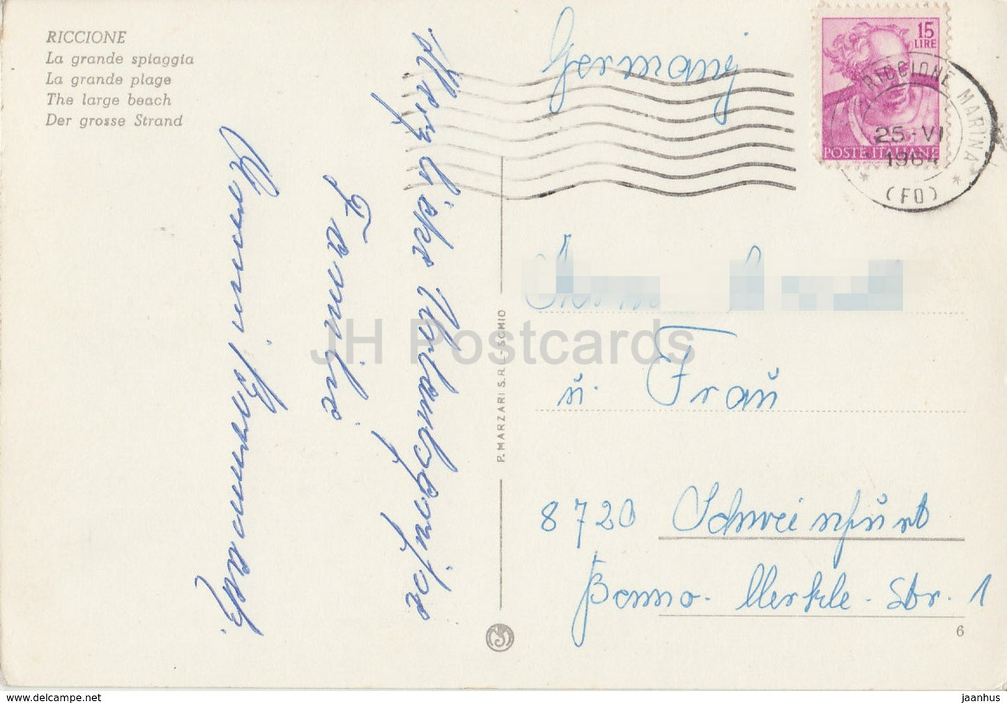 Riccione - La Grande Spiaggia - The Large Beach - Italy - 1964 - used