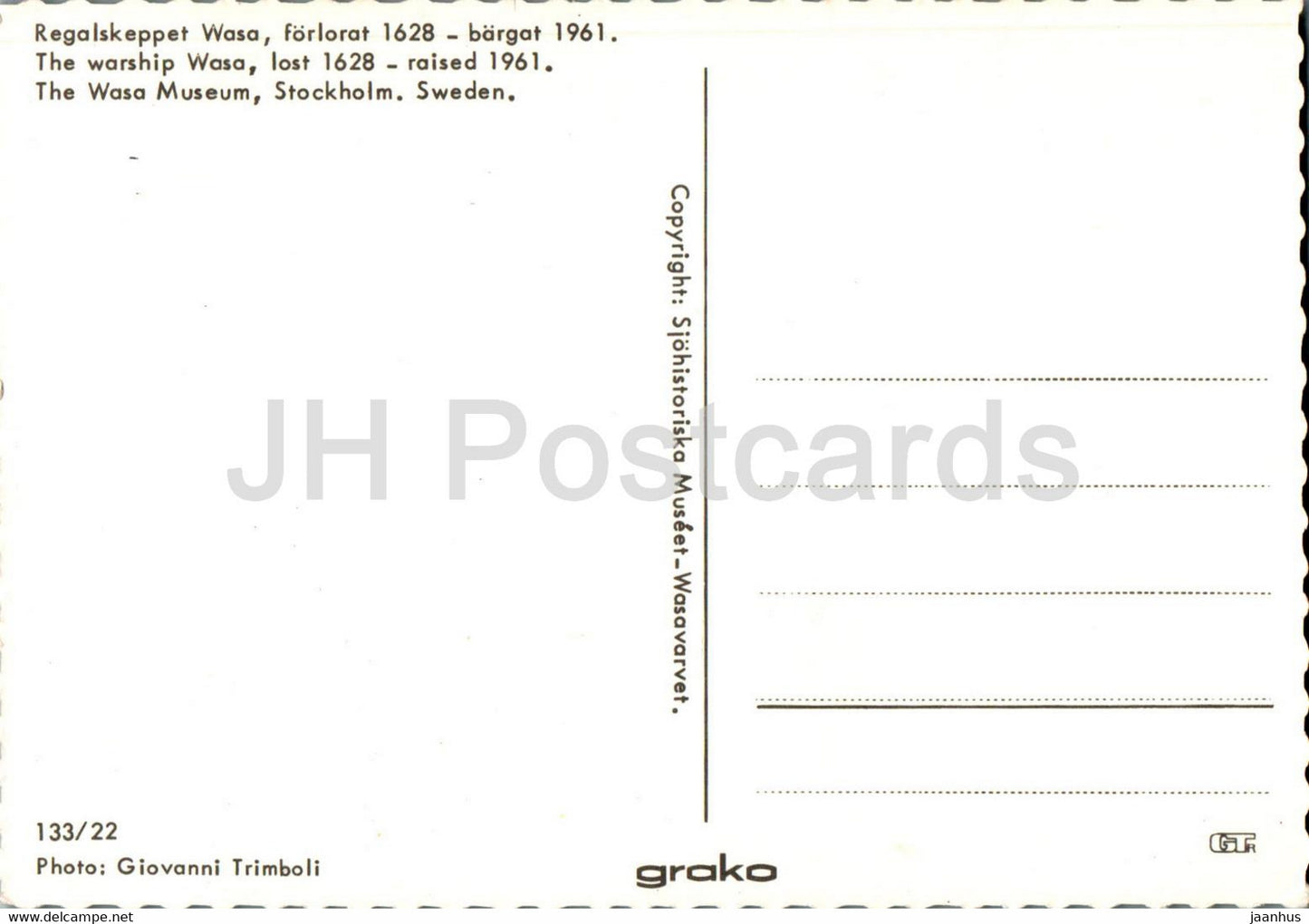 Wasa 1628 - Regalskeppet Wasa - Warship Wasa - navire - Suède - inutilisé