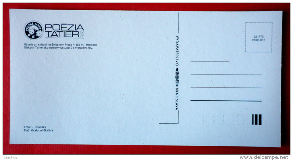 Strbske Pleso mountain 1355 m - Tatra Mountains - Tatra Poetry - Czech Republic - Czechoslovakia - unused - JH Postcards