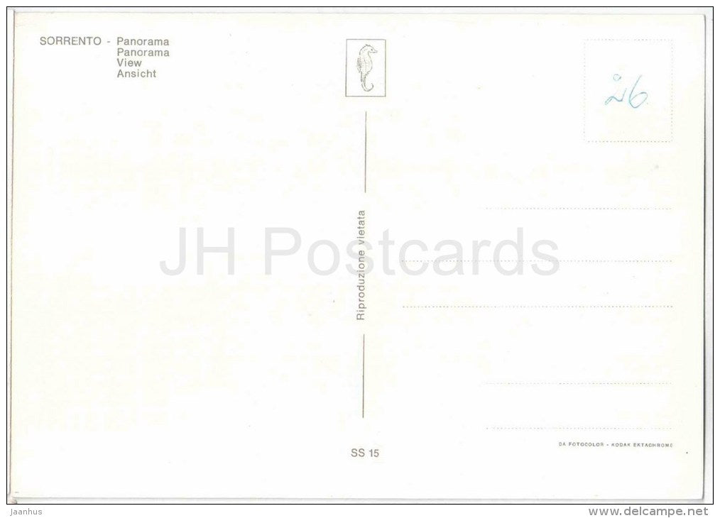 Panorama - Sorrento - orange - Italia - Italy - SS 15 - unused - JH Postcards