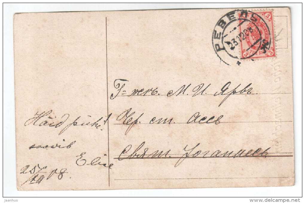 Christmas Greeting Card - nature - church - EAS - old postcard - circulated in Tsarist Russia Estonia 1908 Reval - used - JH Postcards