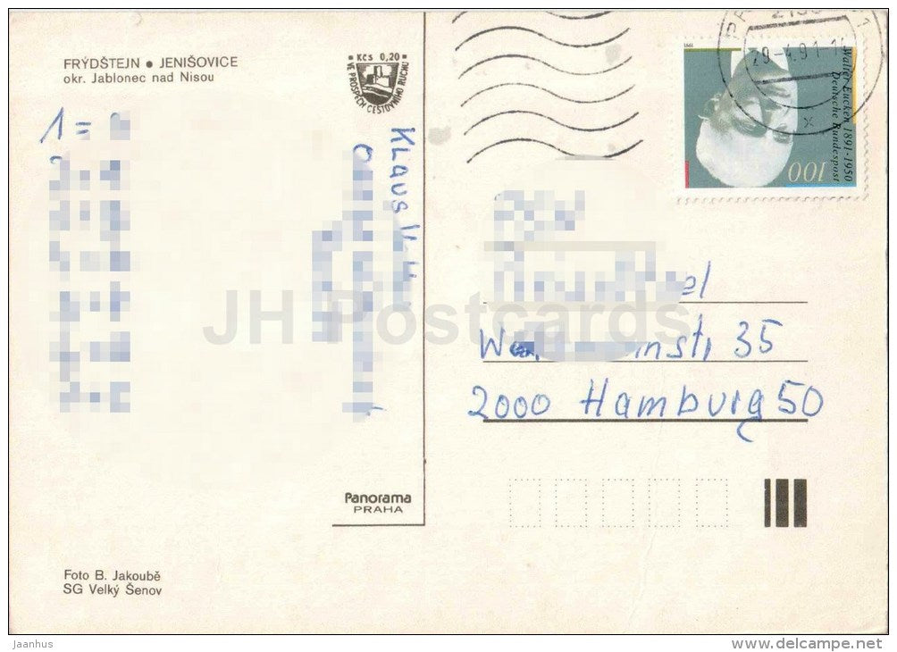 Frydštejn - Jenišovice - Jablonec na Nisou - Czechoslovakia - Czech - used 1991 - JH Postcards