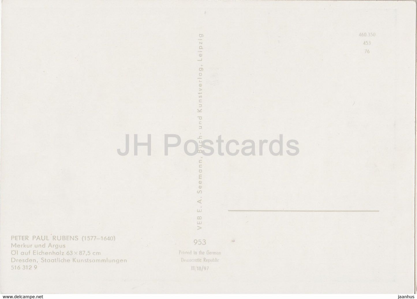 painting by Peter Paul Rubens - Merkur und Argus - Mercury and Argus - cow - Flemish art - Germany DDR - unused