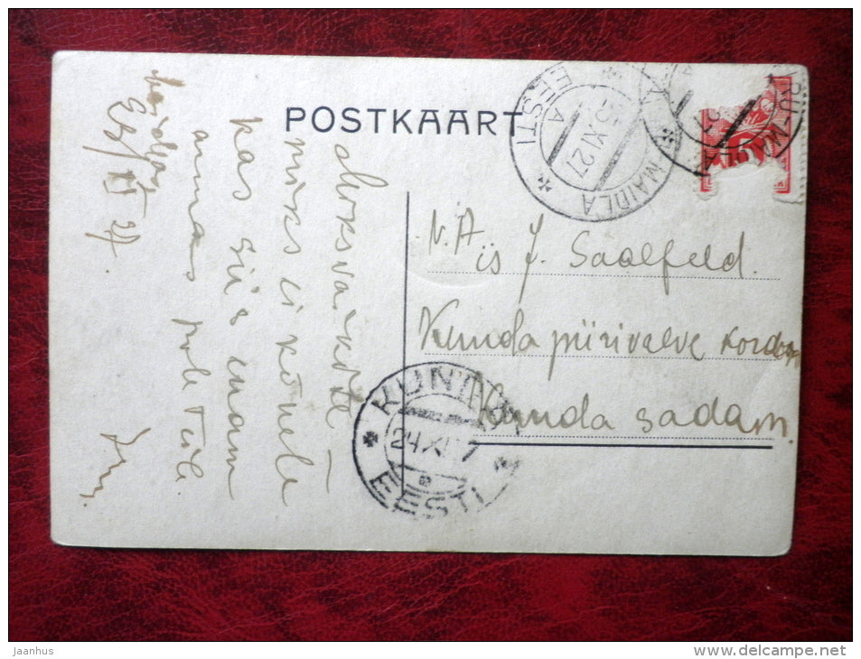 sculptor - Amandus Adamson in his studio in Baltiski ( Paldiski ) - sculpture - circulated in Estonia 1927 - used - JH Postcards