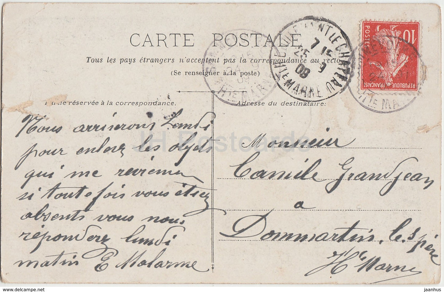 Bordeaux - Statue de Gambetta - 1909 - carte postale ancienne - France - occasion