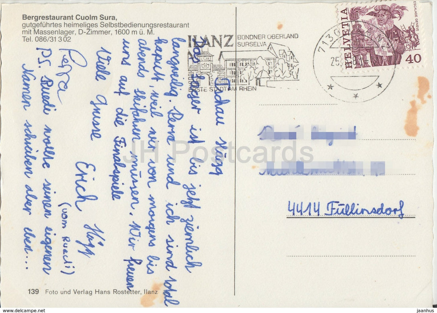 Bergrestaurant Cuolm Sura - ski resort - skiing - restaurant - 1980s - Switzerland - used